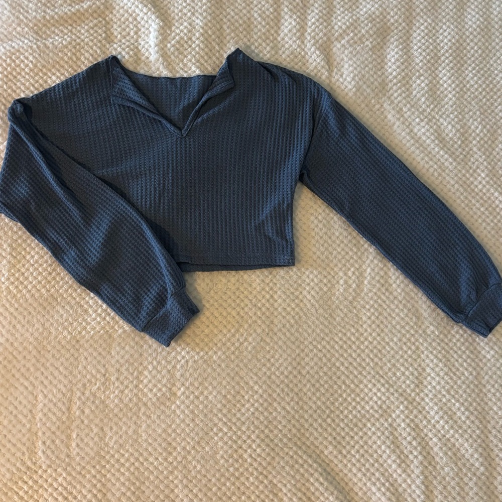 SHEIN Dark Blue V-Neck Sweater